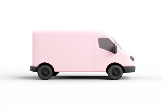 Light pink delivery van, side view, simple design