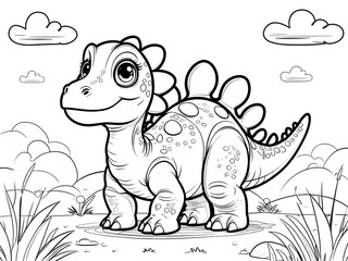 Cheerful and Colorful Cartoon Illustration of a Friendly Dinosaur.