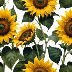 Vibrant Sunflowers Seamless Pattern