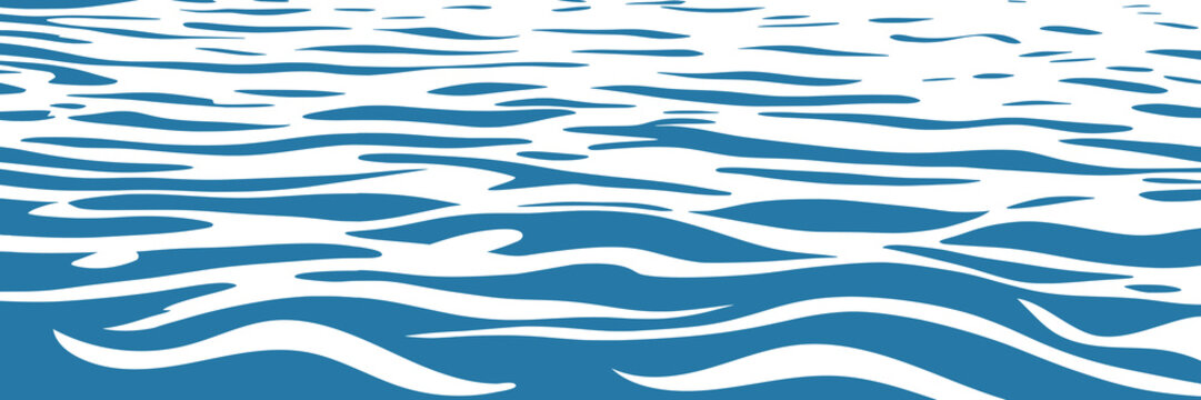 Ripples and water waves, sea surface, vector natural background, banner