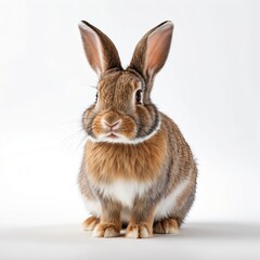 Obraz premium Adorable Brown and White Rabbit on White Background