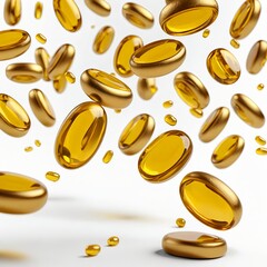 Golden Liquid Capsules Falling