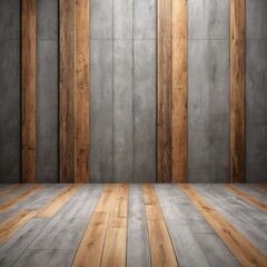 Naklejka premium Modern Interior Design Concrete and Wood Wall and Floor