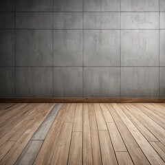 Modern Interior Design Wooden Floor and Concrete Wall