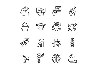 Set of icons for Neurology. Editable stroke. Vector illustration
