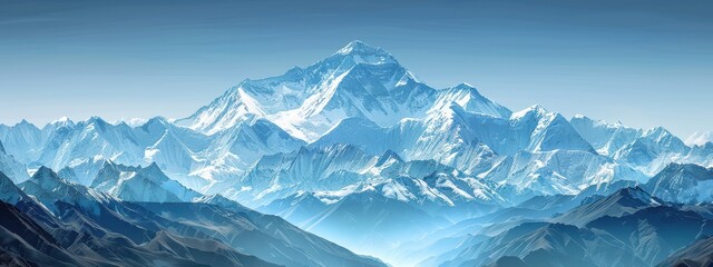 Beautiful mountain range with snow-covered peaks