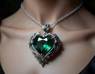 Elegant Emerald Heart Pendant Necklace