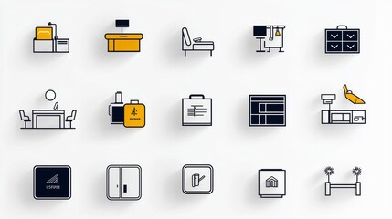A stylish and structured set of icons for tourism and travel