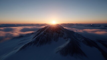 Majestic sunset over snow-capped mountain range