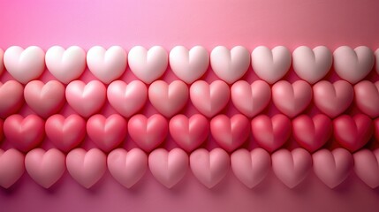 Row of hearts in pink and white colors