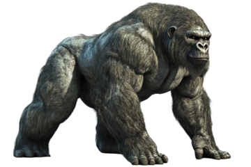 A large gorilla with a menacing look on its face