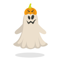 Fototapeta premium Cute and Spooky Halloween Ghost Character. Isolated Vector Cartoon Illustration.