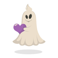 Cute and Spooky Halloween Ghost Character. Isolated Vector Cartoon Illustration.