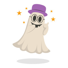 Cute and Spooky Halloween Ghost Character. Isolated Vector Cartoon Illustration.