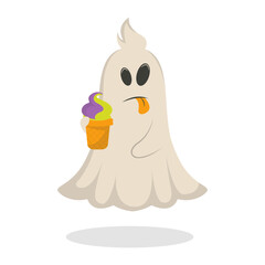 Cute and Spooky Halloween Ghost Character. Isolated Vector Cartoon Illustration.