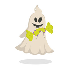 Cute and Spooky Halloween Ghost Character. Isolated Vector Cartoon Illustration.