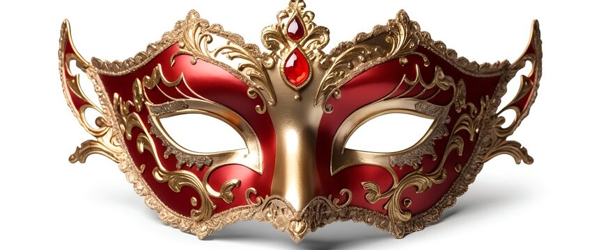 Elegant Red and Gold Venetian Mask