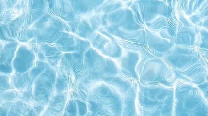 Obraz premium A light blue water surface with gentle ripples and reflections, captured from a top view in a flat lay style. This seamless texture is perfect for backgrounds, patterns, or design projects, offering a