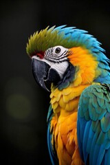 Fototapeta premium araffy parrot with a colorful head and blue and yellow feathers