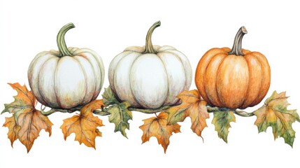 Fall-Themed Pumpkin and Leaf Design for Invitations