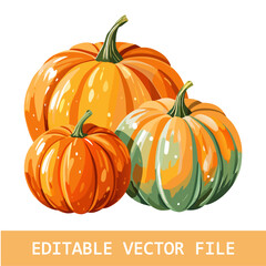 Pumpkins. Watercolor clipart