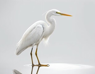 Fototapeta premium Elegant White Heron in Tranquil Water