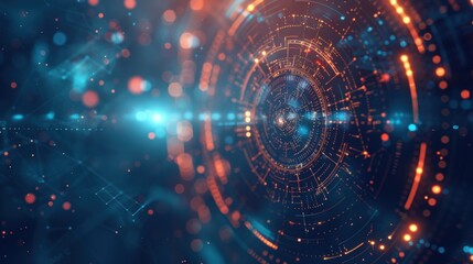 Colorful, glowing circle with a blue background