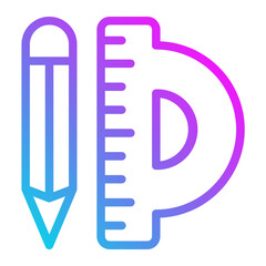 Pencil ruller creativity Line Gradient Icon