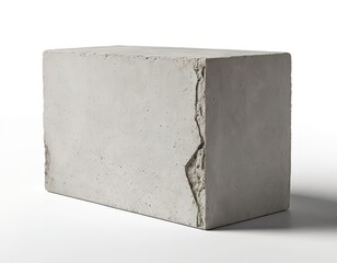 Rough Concrete Block, Isolated on White Background