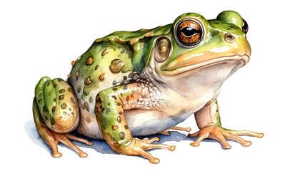 Fototapeta premium Watercolor Painting of a Green Frog
