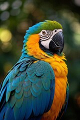 Obraz premium araffy blue and yellow parrot with a green and yellow head