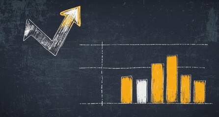 Chalkboard graph showing upward trend. (1)