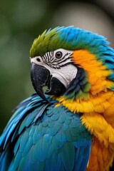 araffy blue and yellow parrot with a green and yellow head