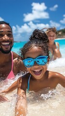 Obraz premium Happy Family Beach Vacation Summer Fun