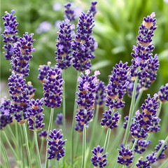 Obraz premium Vibrant Purple Lavender Flowers Blooming in Garden
