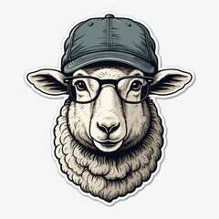 Sheep Wearing Glasses and a Baseball Cap