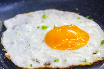 fried egg in a frying pan