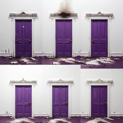 Purple Doorway Damaged by Fire