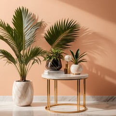 Fototapeta premium Stylish Home Interior Decor with Plants and Gold Accents