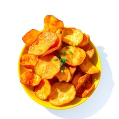 Crispy Potato Chips in a Yellow Bowl