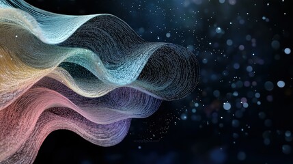 Abstract Waves of Color with Gentle Flow and Shimmering Particles