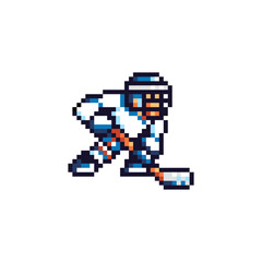 Pixelated Hockey Player in Action