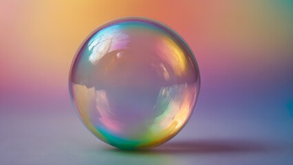 Iridescent Soap Bubble Reflecting Vivid Colors on a Multicolored Abstract Background