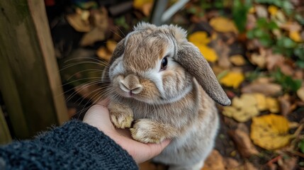A rabbit gently nudging its owner's hand for more pets, pure affection, --ar 16:9 --v 6.1 Job ID: 1c166268-1c59-4296-a23c-66e28b04c74f