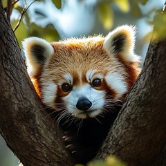 Naklejka premium Adorable Red Panda in Tree