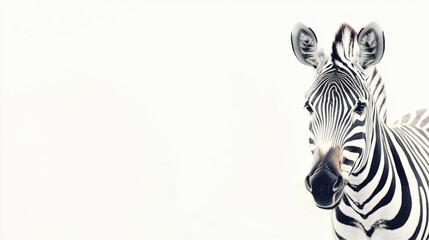 Zebra with Bold Stripes on White Background