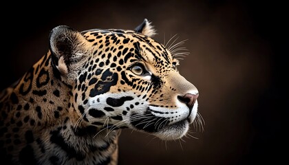 Fototapeta premium Jaguar Portrait: Wild Cat Profile for Dark Background.