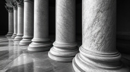 Marble Columns in a Classical Interior, Architectural Detail