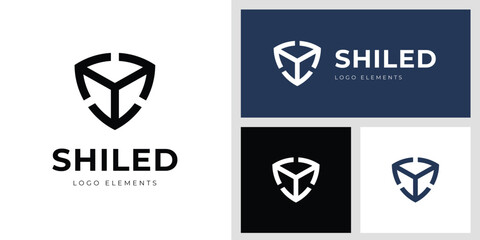Vector Shield logo icon design with arrow graphic elements design for protection symbol