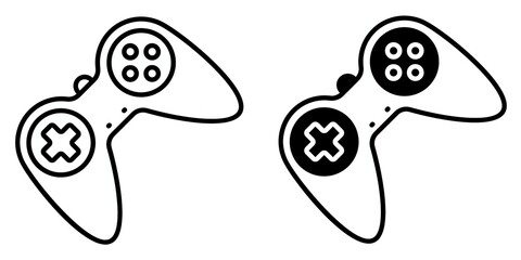 Gamepad editable stroke outline icon isolated on white background flat vector illustration, black outline, Pixel perfect